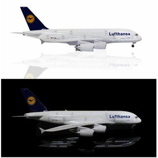 Lufthansa Airbus A380 Airplane Model with LED Light (Touch or Sound Control) Plane for Decoration ตั้งโชว์เสริมฮวงจุ้ย