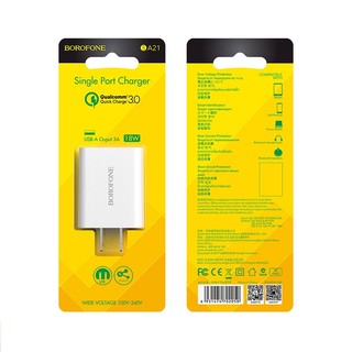 หัวชาร์จ Borofone Wallcharger BA21 Long journey QC3.0