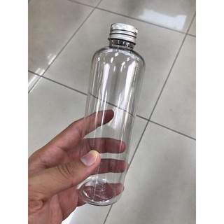 ขวดพลาสติก 250 ml ทรงสูงพร้อมฝาอลูมิเนียมเงิน