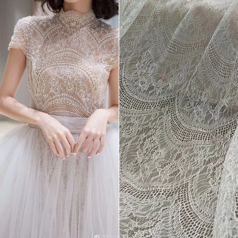 150 ซม. X 300 ซม. สีขาว ชุดชั้นในบางผ้า chantilly ฝรั่งเศส สําหรับเจ้าสาว งานแต่งงาน ปาร์ตี้แฟชั่น