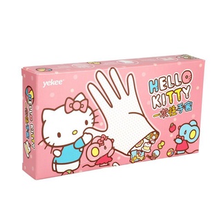 Hello Kitty ถุงมือพลาสติกใส ถุงมืออาหาร แบบใช้แล้วทิ้ง กล่อง 50 ชิ้น