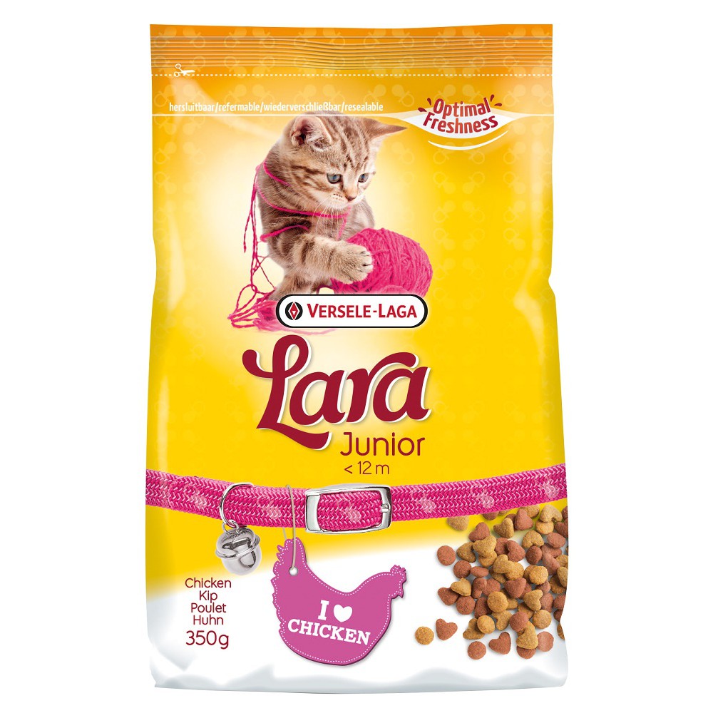 ลาร่า อาหารลูกแมว โปรตีนสูง สูตรไก่ Lara Junior Cat Food, 350 g.