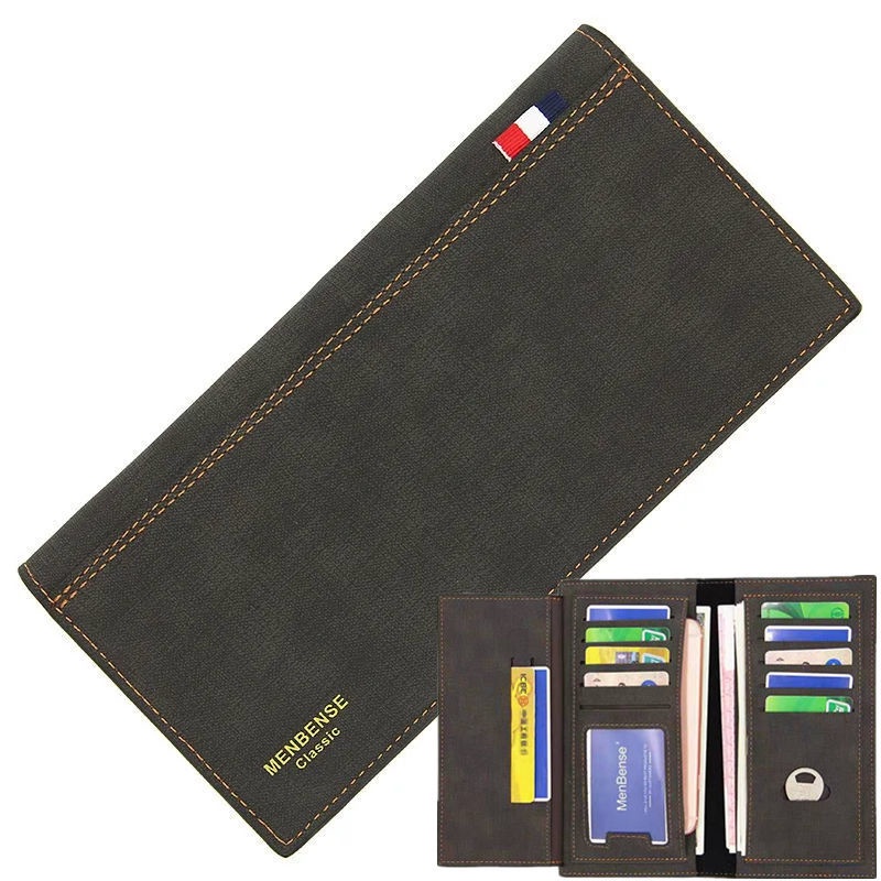 Dompet lelaki กระเป๋าสตางค์ใบยาวผู้ชาย Casual กระเป๋าสตางค์หนังบางบางบางกระเป๋าสําหรับนักศึกษาวิทยาลัยหนุ่มคลัทช์กระเป๋าเงิน
