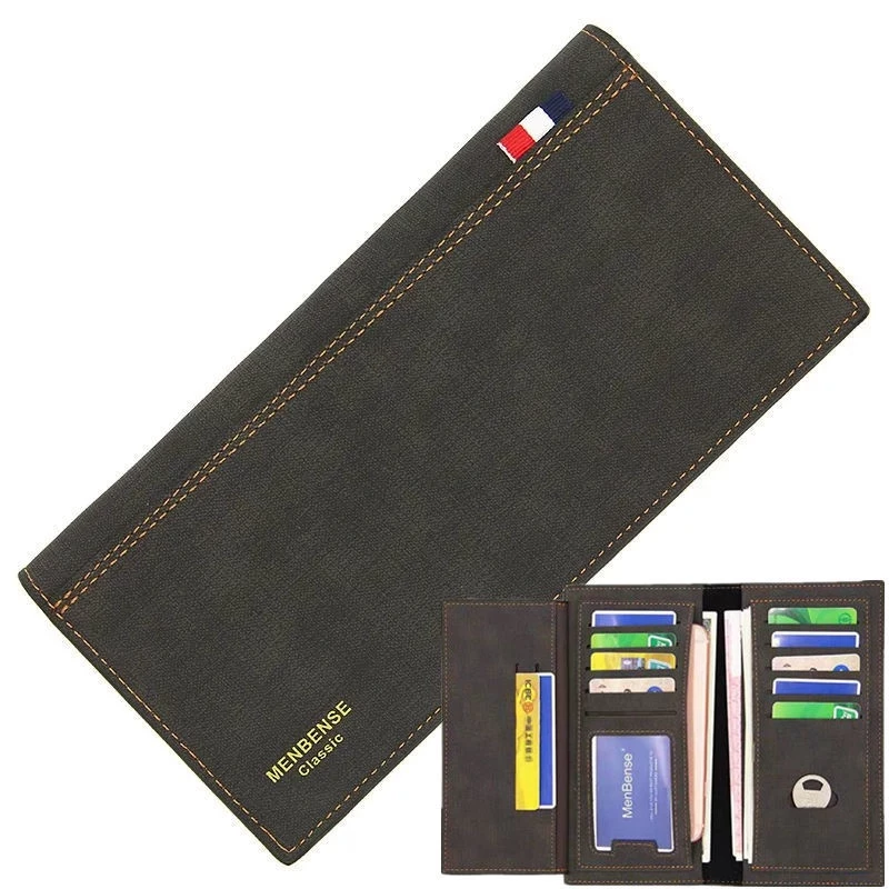 Dompet lelaki กระเป๋าสตางค์ใบยาวผู้ชาย Casual กระเป๋าสตางค์หนังบางบางบางกระเป๋าสําหรับนักศึกษาวิทยาลัยหนุ่มคลัทช์เงิน