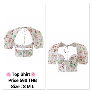 💓New Arrival💓Pre-Order💓 #Top Shirt เสื้อครอปสายแขนตุ๊กตาพองๆ ดีไซน์ช่วงอกเก๋ๆพร้อมโครงบรา งานสวยเป๊ะ งานป้ายนำเข้า