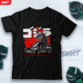 [S-5XL]เสื้อยืด พิมพ์ลาย GODZILLA JAPAN JDM Gtr SKYLINE R34 สไตล์ญี่ปุ่น