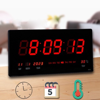 นาฬิกาดิจิตอล. LED Digital Clock รุ่น -4622 - Black -ขนาดใหญ่ ✔พร้อมแถม หัวอะแดปเตอร์และ USB✔ พร้อมส่ง