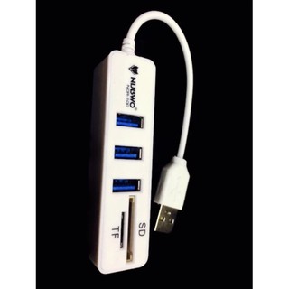 NUBWO รุ่นNCR-100 Card Reader USB HUB Micro SDXC SD TF super hi speed 5Gbps สุดยอดความเร็ว White  #981