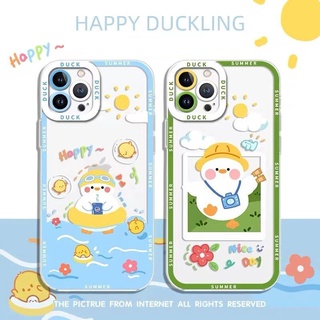 เคสโทรศัพท์มือถือซิลิโคน TPU ใส แบบนิ่ม ลายเป็ดน่ารัก กันกระแทก สําหรับ IPhone 14 6 6S 7 8 Plus X XS XR 11 12 13 Pro Max