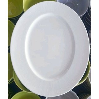 จานเปลเซรามิคขนาด 13×9 นิ้วก้นตื้น(สีดำ),(สีเทา)