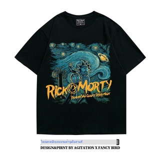 เสื้อยืดโอเวอร์ไซส์♧Rickmorty Rick and Morty อเมริกันอะนิเมะหนักหลวมขนาดใหญ่ขนาดใหญ่ oversize แขนสั้นเสื้อยืดผู้ชายฤดูร้