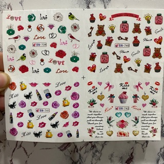 สติ๊กเกอร์ติดเล็บวาเลนไทน์ รูปหัวใจ แทททูติดเล็บ มีหลายแบบให้เลือก