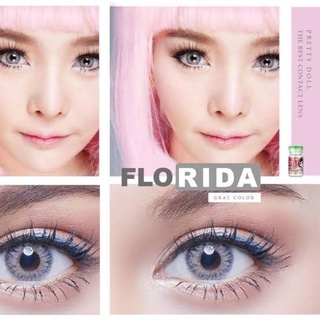 คอนแทคเลนส์ รุ่น mini Florida ยี่ห้อ Pretty doll มินิ สีเทา มีค่าสายตา รุ่นยอดฮิต(ขายดี)