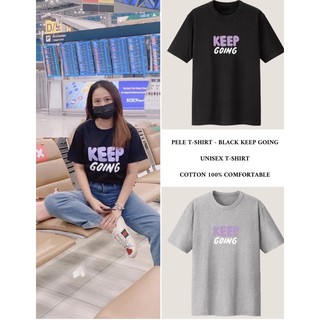 เสื้อยืดคอกลมแขนสั้น unisex สกรีนลายตัวอักษร KEEP GOING