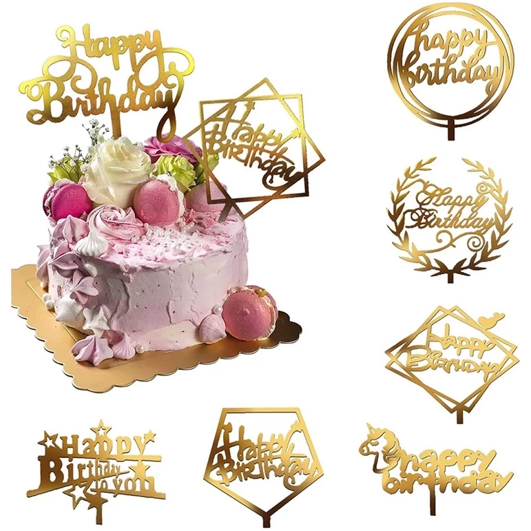 A31 ป้ายปักเค้ก Happy Birthday อุปกรณ์ตกแต่งเค้ก พร้อมส่งในไทย(T21-1-03,สั่ง 1 ชิ้น)