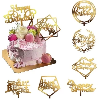 A31 ป้ายปักเค้ก Happy Birthday อุปกรณ์ตกแต่งเค้ก พร้อมส่งในไทย(T21-1-03,สั่ง 1 ชิ้น)