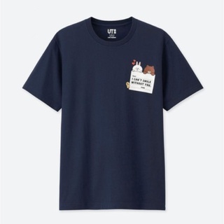 Uniqlo ใหม่ เสื้อยืดลําลอง ผ้าฝ้าย แขนสั้น พิมพ์ลาย LINE FRIENDS สําหรับผู้ชาย และผู้หญิง