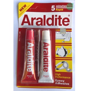 กาวอาราไดท์ กาวอีพอกซ์ซี่แบบผสม (สีใส) Araldite แดง-ขาว 5 นาที แห้งเร็ว