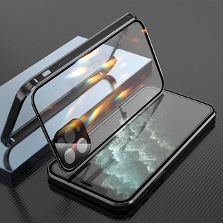 Magneto double-sided buckle iphone 13 12 pro max  phone case tempered glass iphone 11 X/XS new metal all-inclusive