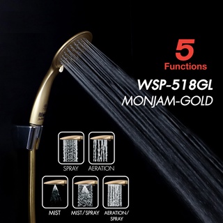 WSP ชุดหัวฝักบัวพร้อมสาย ปรับได้ 5 ระดับ MONJAM-GOLD รุ่น WSP-518GL (สีทอง)