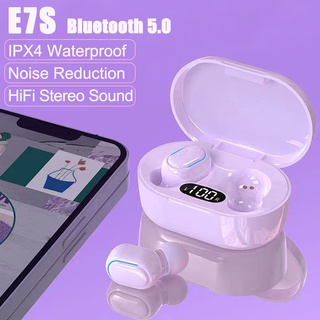 E7s หูฟังบลูทูธ 5.0 ลดเสียงรบกวน กันน้ํา พร้อมไมโครโฟน HiFi สเตอริโอ ไร้สาย สําหรับ iPhone Xiaomi Android