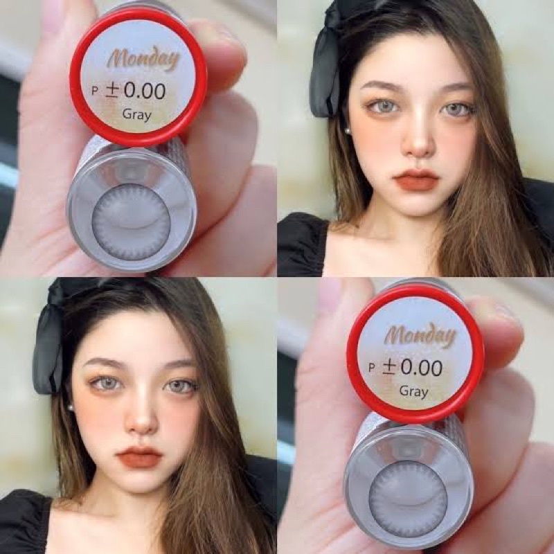 คอนแทคเลนส์ รุ่น Monday grayเทา Brown สีตาล(00.00)(-4.00 ...