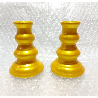 เชิงเทียนเซรามิค สีทอง ขนาด 3 นิ้ว จำนวน 1 คู่ แบบแท่ง [สีทอ…