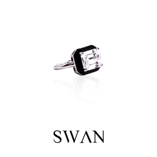 SWAN - Monochrome Magic EM Ring แหวนเงินแท้ ชุบสี enamal ฝังเพชรคิวบิกเซอร์โคเนีย cubic zirconia