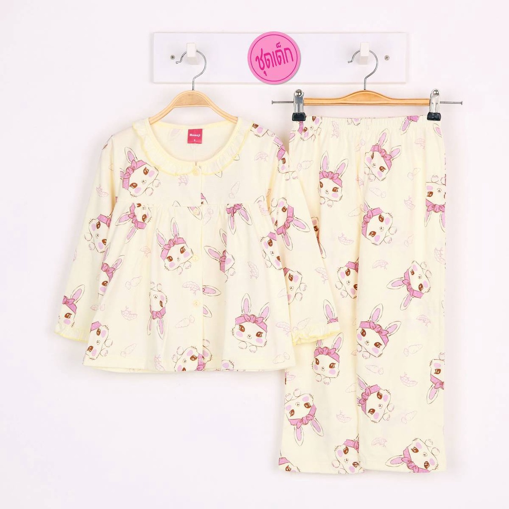ชุดนอนเด็กหญิง (Momoji) Size 8 เด็ก 5 ขวบ ผ้ายืด แขนยาว-ขายาว ลายการ์ตูนน่ารัก