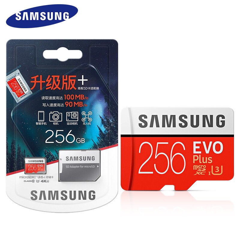 SAMSUNG EVO Memory Card 256GB 128G 64GB 32GB High Speed 100MB/s Micro SD U3 Class 10 TF Cards UHS-I