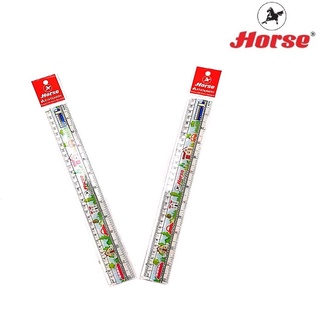 Horse ตราม้า ไม้บรรทัดพลาสติก 12 นิ้ว ลายแฟนซีบ้าน  จำนวน 1 อัน