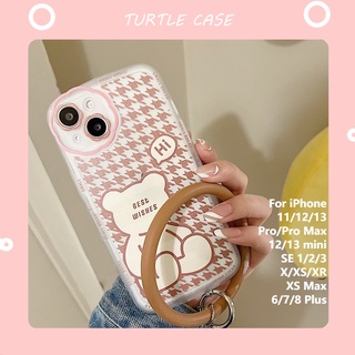 [พร้อมส่ง] ใหม่ เคสโทรศัพท์มือถือ ซิลิโคน ลายการ์ตูนหมี ดอกไม้ พร้อมสายคล้องมือ สําหรับ iPhone 14 13 12 11 PROMAX XS XR XSMAX SE2020 6 7 8PLUS MINI