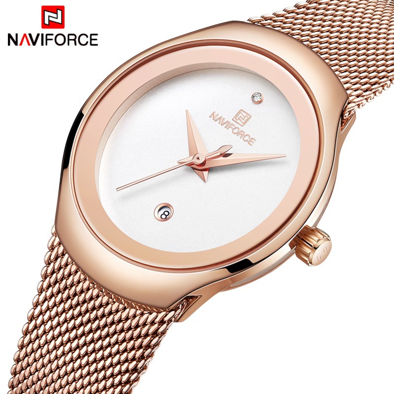 Naviforce ใหม่ นาฬิกาข้อมือควอตซ์แฟชั่น สายแสตนเลส หรูหรา สําหรับผู้ชาย