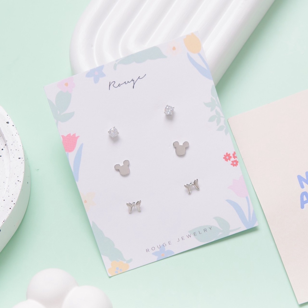 [พร้อมส่ง] ต่างหู เซต Disney set stud Silver 925 ไม่แพ้ไม่คัน ห่อของขวัญฟรี