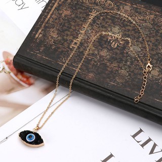 ARIN❥Blue Evil Eye Druzy Stone Pendant  Necklace Natural Quartz Geode Crystal