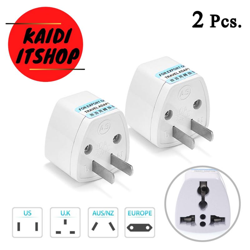 Plug แปลงขา ต่างประเทศเป็น เป็น 2ขาแบน (2 ชิ้น) หัวแปลงขาต่างประเทศ Universal Plug Travel Adapter