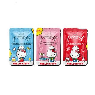 Pramy Hello Kitty อาหารเปียกแมว พรามี่ 70 g เกรดพรีเมี่ยม สูตรลดก้อนขน,บำรุงขน,เพิ่มภูมิคุ้มกัน