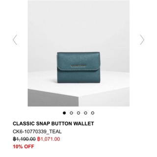 {ช้อปไทย 1071บาท} charles &amp; keith CLASSIC SNAP BUTTON WALLET CK6-10770339