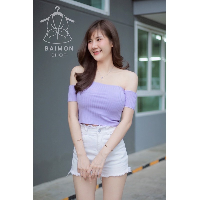 Puffy crop  เสื้อครอปปาดไหล่แขนสั้น 5 สี