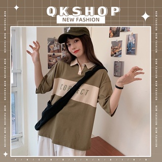 QKshop 🛒🌵 มาจ้าสาวๆ หนุ่มๆ  เสื้อยืดแต่งคอปก สกรีนลายอักษรภาษาอังกฤษ  น่ารักมากกกก ใส่เป็นคู่กับแฟนก็เริสนะยู❤️