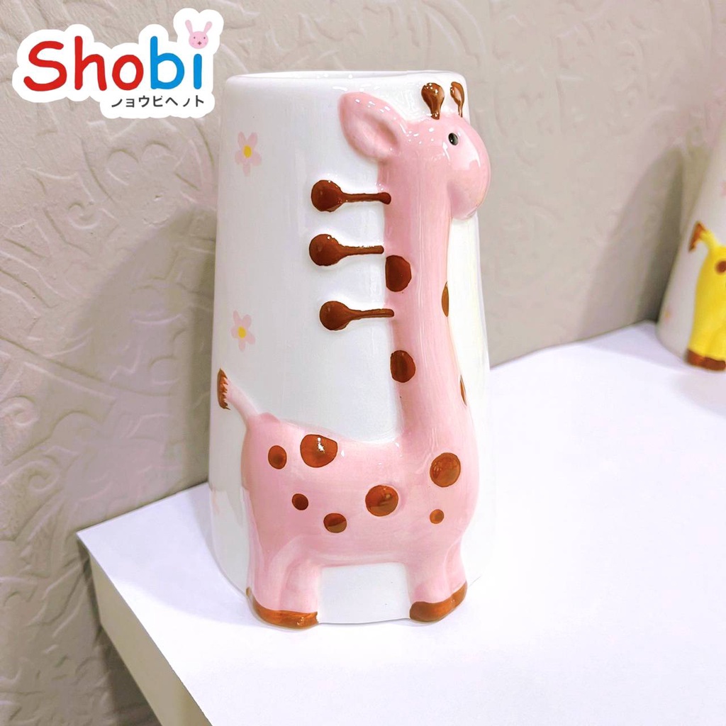 Shobi-BE-W19  ที่วางขวดน้ำเซรามิกยีราฟ  สินค้าพร้อมส่ง 