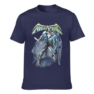 เสื้อยืดสีขาว - Dc Comics Nightwing โลโก้เสื้อยืดแขนสั้นผู้ชาย