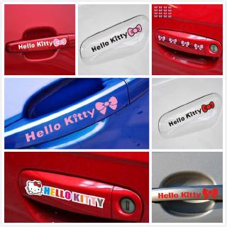 【4pcs/set】Cartoon Hello Kitty Cute Car Stickers KT Cat Car Door Handle Stickers Car Body Stickers