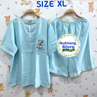 ชุดนอนp+p ผ้าชิโนริ size XL/XXL คอกลม สวมหัว ขาสั้น แขนสั้น