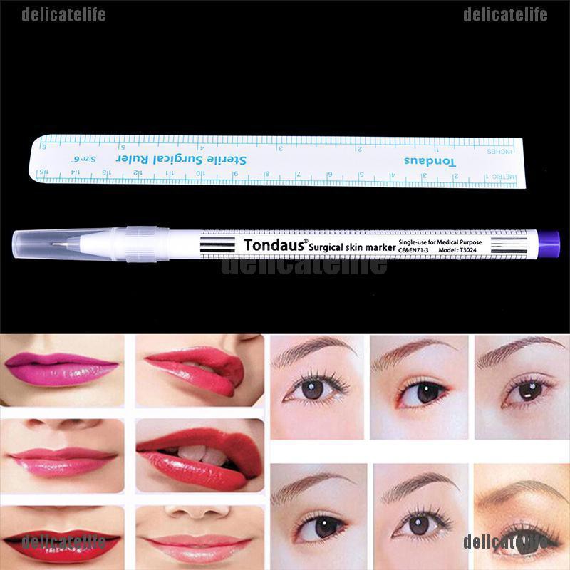 delicatelife Surgical Skin Marker Pen Ruler Scribe Tool Tattoo Piercing ...