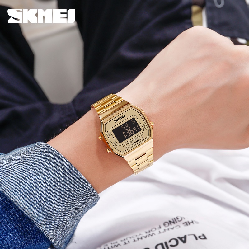 SKMEI นาฬิกาข้อมือดิจิตอลกันน้ําสําหรับผู้ชายผู้หญิง