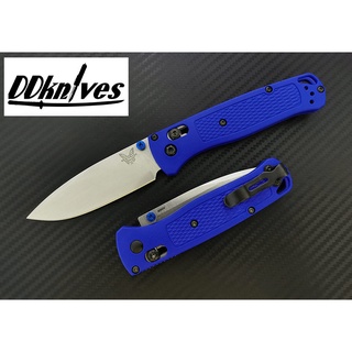 มีดพับ Benchmade Bugout AXIS Folding Knife S30V Satin Plain Blade, Blue Grivory Handles (535)