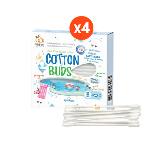 [ใส่โค้ด 098MO4Y3 ลด 20%] Wel-B Cotton Buds 100pcs (เวลบี คอตตอนบัด 100 ก้าน) (แพ็ค 4 กล่อง) - สำลี สำหรับเด็ก ทารก