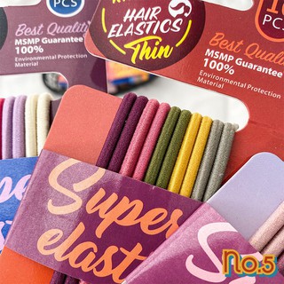 No.5 (10ชิ้น / 5 สี) ยางรัดผมอย่างดี สไตล์เกาหลี super elastic เส้นใหญ่ ไม่ขาดง่าย