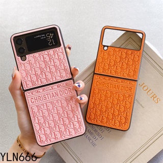 เคสโทรศัพท์มือถือหนัง PU ฝาพับ กันกระแทก ลาย D คลาสสิก สําหรับ Samsung Galaxy Z Flip 4 3 Z Flip 1 2 Flip3 5G